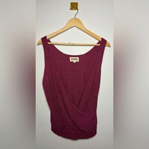 Pepin/Anthropologie | Small Berry/Wine Cross Front Tank‎ Top
